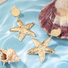 Women's Retro Geometric Starfish Shell Earrings Exaggerated Long Metal Statement Jewelry Wholesale