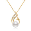 Women's Retro Geometric Swan Necklace 14K Goldclad Copper Gold Plated With Natural Freshwater Pearls Ochain