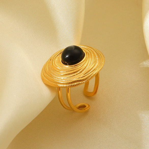 Women's Retro Geometric Titanium Steel Open Ring With Devil's Eye Pattern And Electroplating Treatment