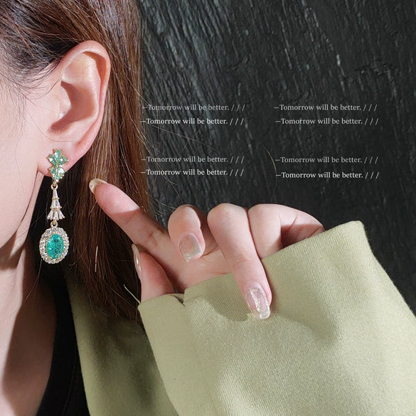 Women's Retro Geometric Zircon Earrings With Micropaved Palace Style Light Luxury Fashion Ear Jewelry