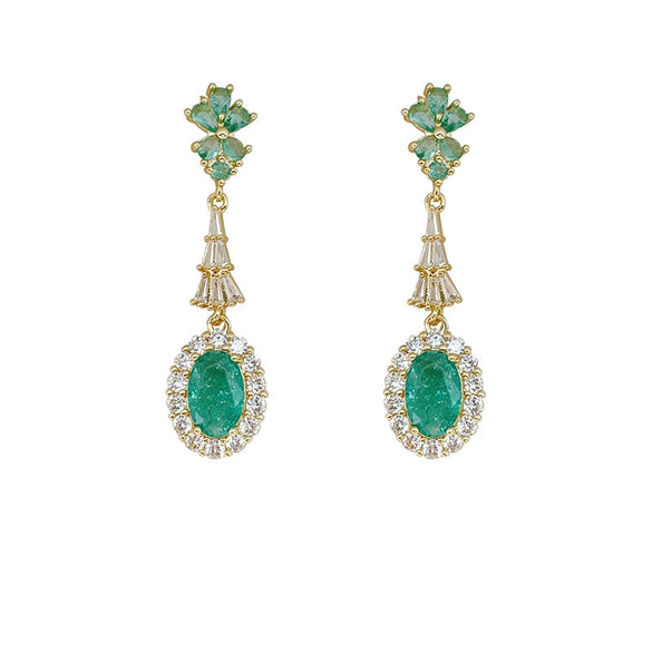Women's Retro Geometric Zircon Earrings With Micropaved Palace Style Light Luxury Fashion Ear Jewelry