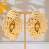 Women's Retro Goldtone Flower Earrings Electroplated Iron Alloy Exaggerated Threedimensional Geometric Design With Stainless Steel Posts