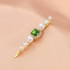 Women's Retro Green Rhinestone Hair Side Clip With Pearl Accent Sweet Cool Animal Inspired Hair Accessory