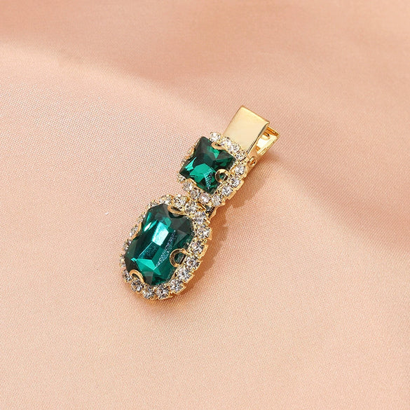 Women's Retro Green Rhinestone Hair Side Clip With Pearl Accent Sweet Cool Animal Inspired Hair Accessory