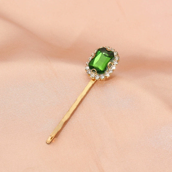 Women's Retro Green Rhinestone Hair Side Clip With Pearl Accent Sweet Cool Animal Inspired Hair Accessory