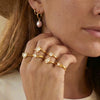 Women's Retro Heart And Geometric Zircon Inlaid Stainless Steel Ring With Gold Plated Finish