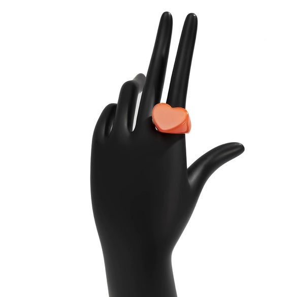 Women's Retro Heart Shaped Resin Ring Simple Geometric Candy Color Wide Band Love Ring