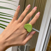 Women's Retro Heart Shaped Resin Ring Simple Geometric Candy Color Wide Band Love Ring