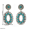 Women's Retro Heavy Industry Cut Out Flower Geometric Style Alloy Turquoise Inlaid Earrings
