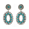 Women's Retro Heavy Industry Cut Out Flower Geometric Style Alloy Turquoise Inlaid Earrings