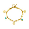 Women's Retro Highend Light Luxury Turquoise Tree Of Life Round Pendant Double Layer Stacked Stainless Steel Electroplated Bracelet