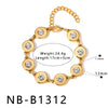 Women’s Retro Hollow Geometric Stainless Steel Bracelet With 18K Gold Plating Zircon Inlay And Rhinestone Chain Design