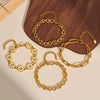 Women’s Retro Hollow Geometric Stainless Steel Bracelet With 18K Gold Plating Zircon Inlay And Rhinestone Chain Design
