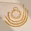 Women’s Retro Hollow Geometric Stainless Steel Bracelet With 18K Gold Plating Zircon Inlay And Rhinestone Chain Design