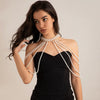 Women's Retro Imitation Pearl Handmade Beaded Multi Layer Tassel Shoulder Chain