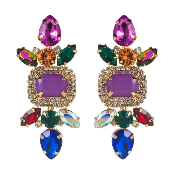Women's Retro Ins Style Alloy Rhombus Diamond Earrings