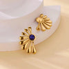 Women's Retro Ins Style Flower Geometric Natural Stone Stainless Steel 18K Electroplated Earrings