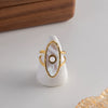 Women's Retro Ins Style Stainless Steel Oval Geometric Inlaid Pearl Ring With Electroplating