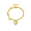 Women's Retro Irregular Titanium Steel Chain With Love Pendant Electroplated Bracelet