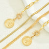 Women's Retro Layered Alloy Coin Pendant Necklace And Bracelet Set With Round Geometric Design And Electroplated Goldtone Finish