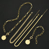Women's Retro Layered Alloy Coin Pendant Necklace And Bracelet Set With Round Geometric Design And Electroplated Goldtone Finish