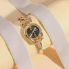 Women's Retro Leisure Alloy Case Stainless Steel Band Round Dial Quartz Watch With Roman Scale And Aurora Hollow Design