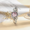 Women's Retro Leisure Alloy Case Stainless Steel Band Round Dial Quartz Watch With Roman Scale And Aurora Hollow Design