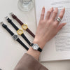 Women's Retro Leisure Metal Case Genuine Leather Strap Round Dial Quartz Watch