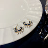 Women's Retro Light Luxury Elegant Alloy Velvet Pearl Geometric Electroplated Earrings