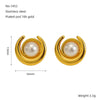 Women's Retro Light Luxury Halfmoon Pearl Titanium Steel Electroplated Earrings