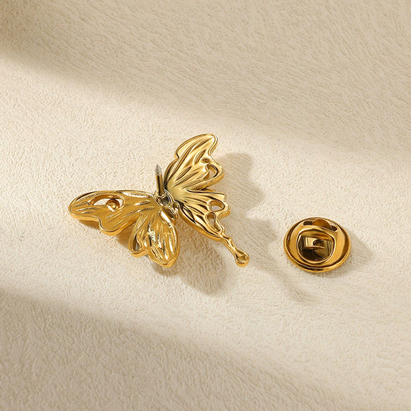 Women's Retro Light Luxury Stainless Steel Bow Pattern Threedimensional Insect Brooch With Electroplating