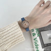 Women's Retro Literary Round Alloy Case Ordinary Glass Mirror Quartz Watch