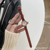 Women's Retro Literary Round Alloy Case Ordinary Glass Mirror Quartz Watch