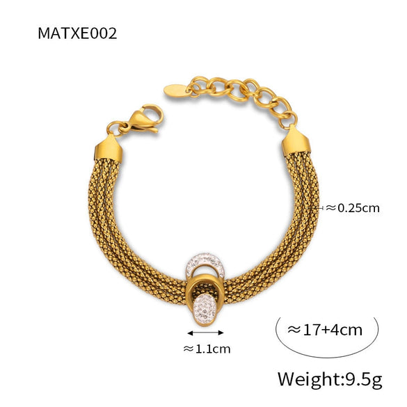 Women's Retro Long Tassel U Shaped Diamond Pendant Necklace In Light Luxury Style Titanium Steel Electroplated Jewelry