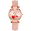 Women's Retro Love Casual Watch Alloy Case Pu Strap Stainless Steel Buckle Round Dial Onion Crown Mineral Reinforced Glass Mirror