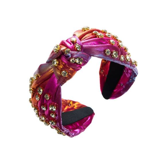 Women's Retro Luxury Rhinestone Inlaid Fabric Knot Headband Hair Accessories