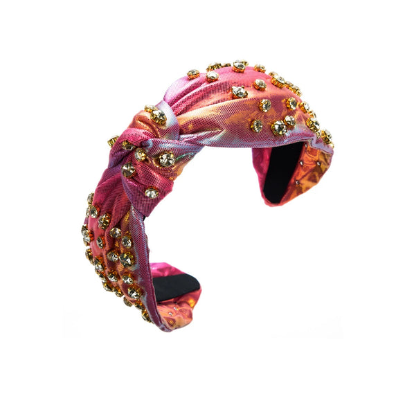 Women's Retro Luxury Rhinestone Inlaid Fabric Knot Headband Hair Accessories