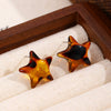 Women's Retro Maillard Geometric Plastic Resin Cshaped Electroplated Earrings