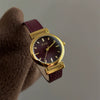 Women's Retro Medieval Style Metal And Leather Watch With Round Dial Pin Buckle And Gold Buckle Material