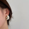 Women's Retro Minimalist Geometric C Shaped Pearl Earrings With Metal Design And S925 Silver Needle Ear Jewelry