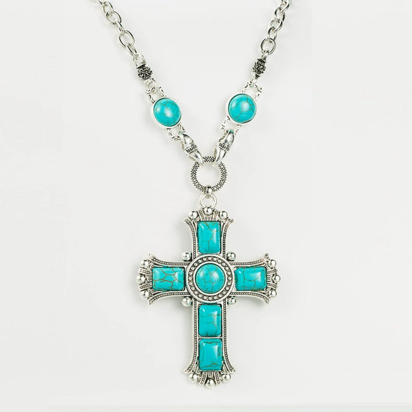 Women's Retro Multi Layer Cross Pendant Necklace Set With Alloy Snake Bone Chain And Zircon Inlay Geometric Fashion Jewelry