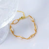 Women's Retro Natural Pearl And Titanium Steel Geometric Electroplating Winding Bracelet Jewelry