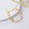 Women's Retro Natural Pearl And Titanium Steel Geometric Electroplating Winding Bracelet Jewelry