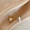 Women's Retro Natural Style Open Ring Metal Freshwater Pearl Geometric Electroplated