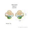 Women's Retro Niche Design Freshwater Pearl Copper Earrings With Heart Shape Flower Leaf Geometric Patterns Electroplated