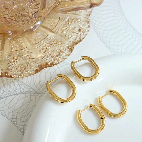 Women's Retro Niche Geometric 316L Stainless Steel 18K Gold Plated Ushape Earrings