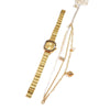 Women's Retro Pearl Bracelet Watch Set With Alloy Case And Square Dial