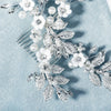Women's Retro Pearl Crystal Flower Hair Comb With Metal Leaf Handmade Woven Bridal Headwear