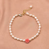 Women's Retro Pearl Flower Bracelet Elegant Embossed Hand Beaded Jewelry With Electroplated Detail Natural Style