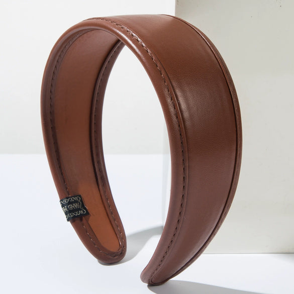 Women's Retro Pu Leather Widebrim Geometric Hair Hoop Handmade Hair Accessories
